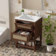 Load image into Gallery viewer, Modern Bathroom Vanity With Integrated Sink, Cabinet With 1 Deep Drawer And 1 Tip-Out Drawer
