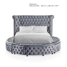 Load image into Gallery viewer, Glam Button Tufted Wingback Round Bed With Storage And USB Ports
