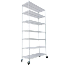 Load image into Gallery viewer, 7 Tier Metal Shelf Wire Shelving Unit, 2450Lbs Heavy Duty Adjustable Storage Rack With Wheels &amp; Shelf Liners For Closet Kitchen Garage Basement Commercial Shelving
