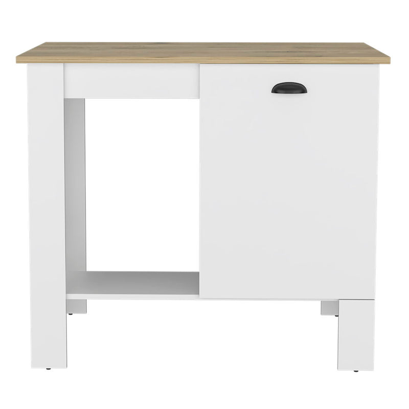 35" Kitchen Island With Storage - White