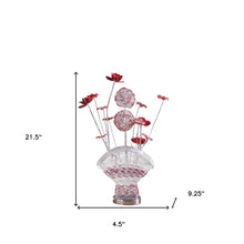 Load image into Gallery viewer, Metal And Acrylic Red Rose Bedside Lamp - Silver And Clear
