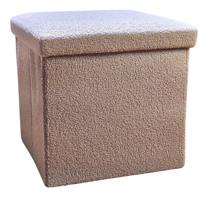 15" Boucle Cube Storage Ottoman - Taupe
