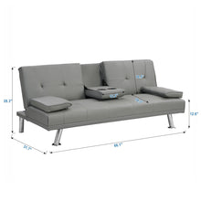 Load image into Gallery viewer, Modern Sofa Bed With Armrest 2 Holders, Wood Frame &amp; Stainless Leg
