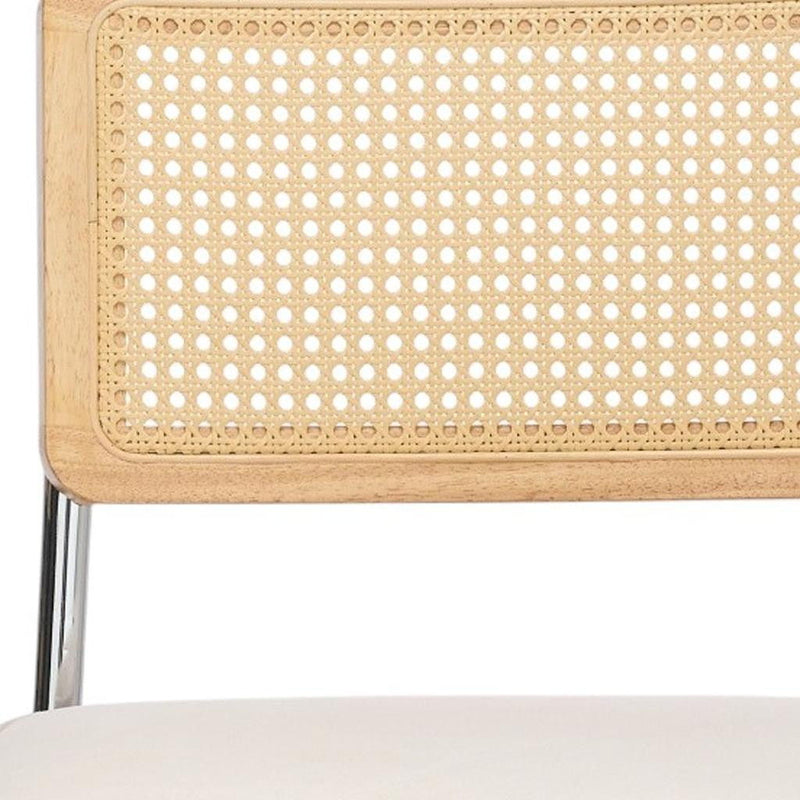 Tufted Stainless Steel Partially Open Back Dining Side Chairs (Set of 2) - Beige / Silver