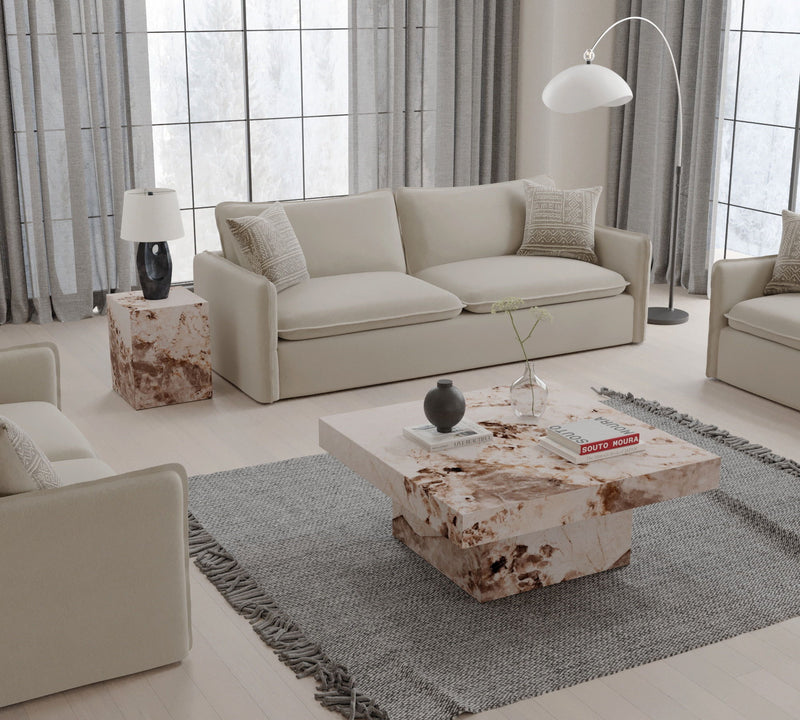 Concrete Square Block End Table - Natural