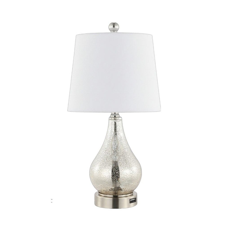 Gourd Table Lamps With Empire Shades (Set of 2) - Silver