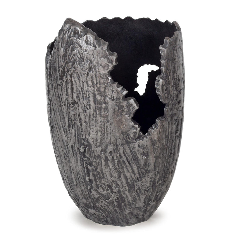 Metal Round Table Vase - Gray
