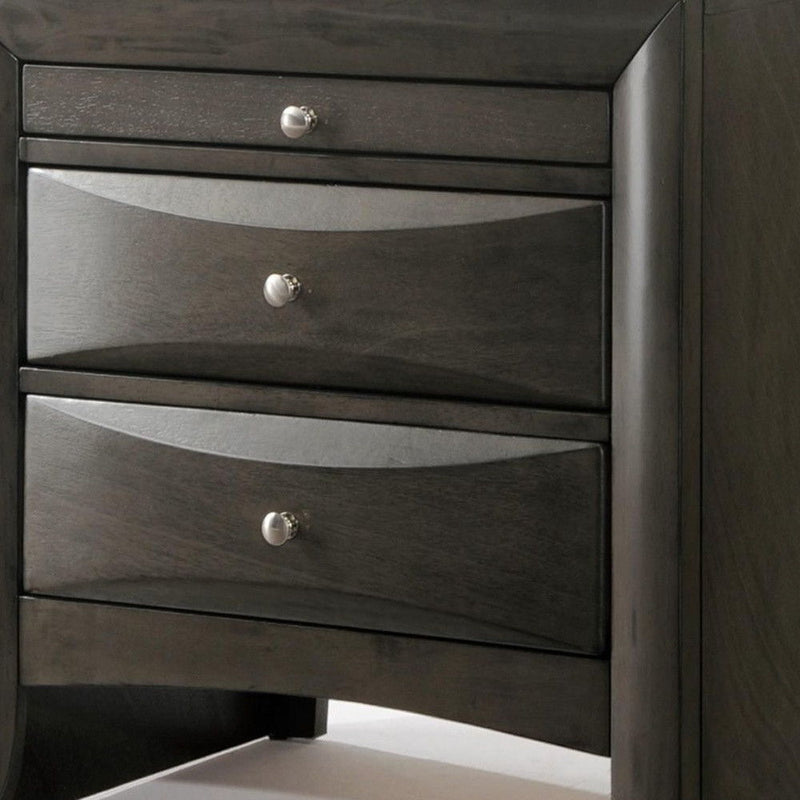 Rectangular Nightstand, Two Drawers With Solid Wood Top - Dark Brown
