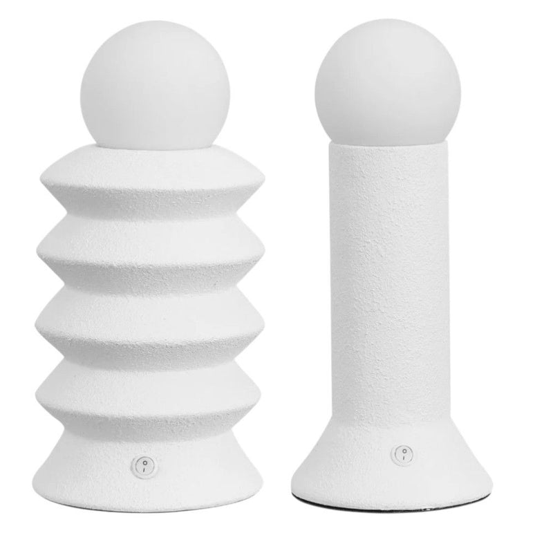 Geometric Table Lamps With Globe Shades (Set of 2) - White