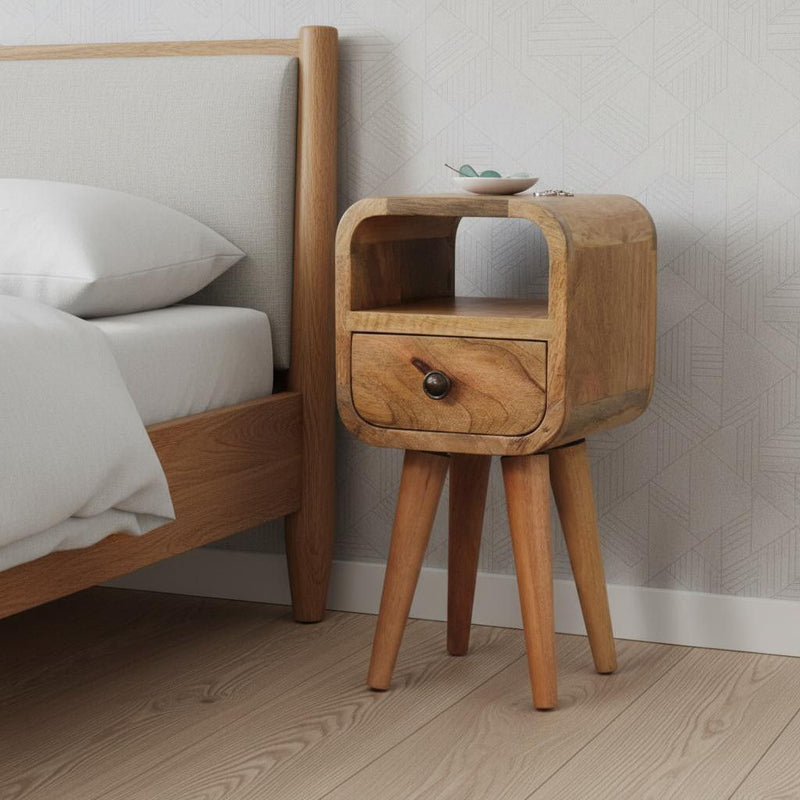 Solid Wood Square One Drawer Nightstand - Oak
