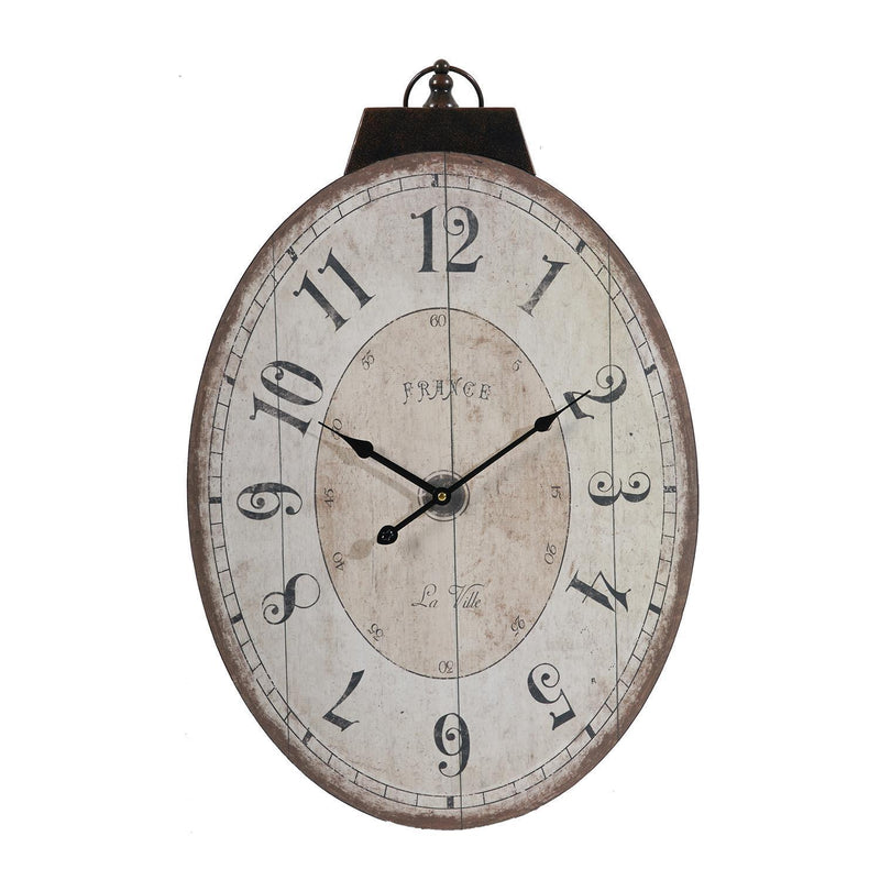 Oval Analog Wall Clock - Ivory