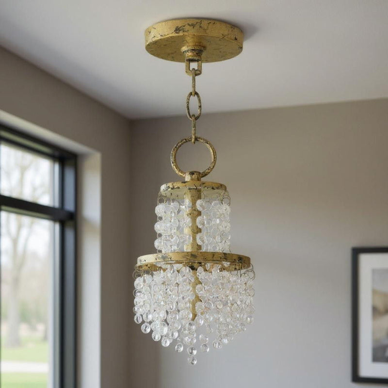 22" Three Light Metal Dimmable Chandelier With Shades - Gold / Clear / Off White