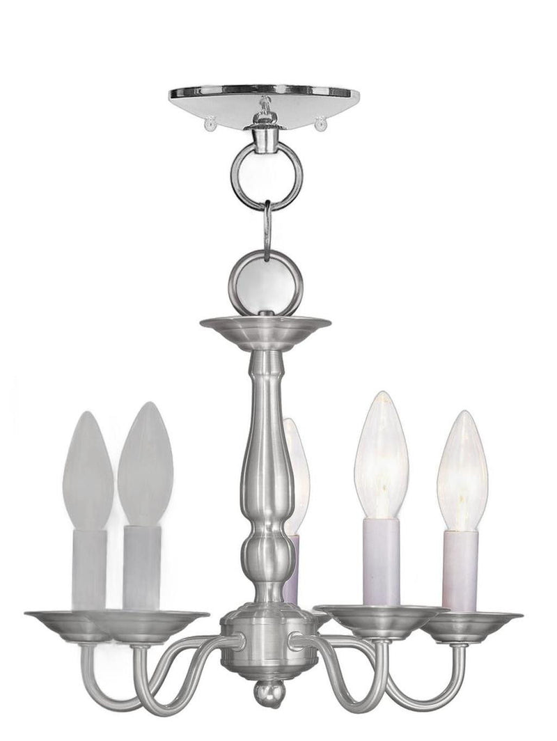 11" Five Light Metal Dimmable Chandelier With Shades - Nickel