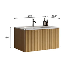 Load image into Gallery viewer, Etna - Striped Bathroom Vanity With Ceramic Sink, Wall Mounted Floating Bathroom Vanity For Modern Bathroom
