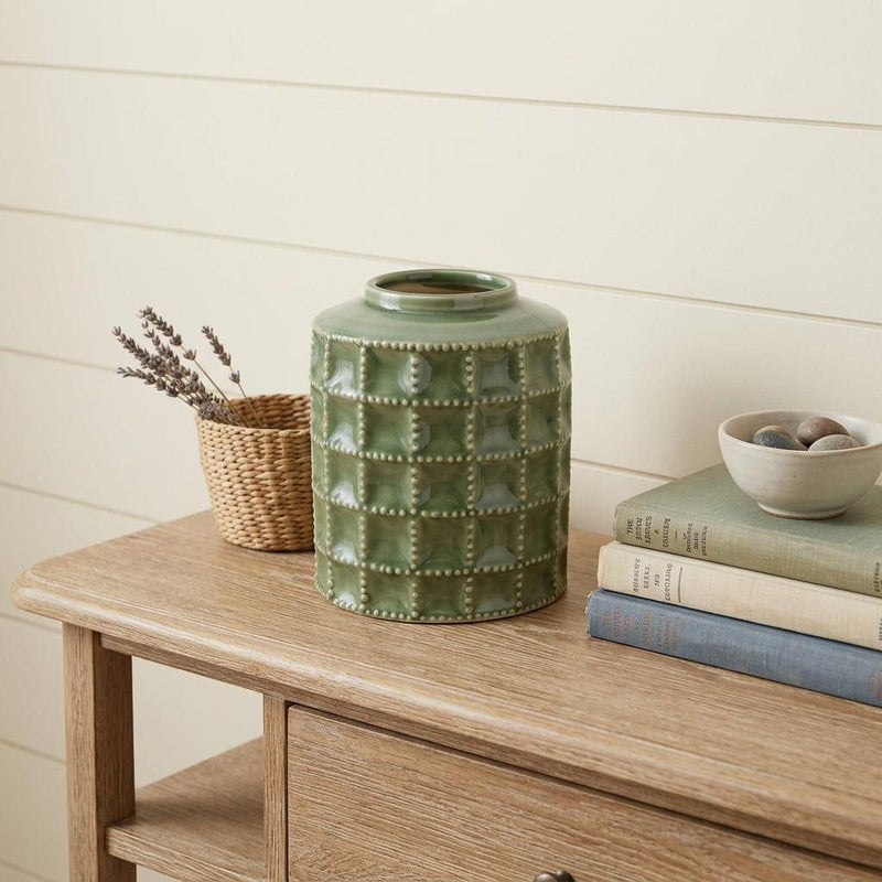 Geometric Cylinder Table Vase - Green