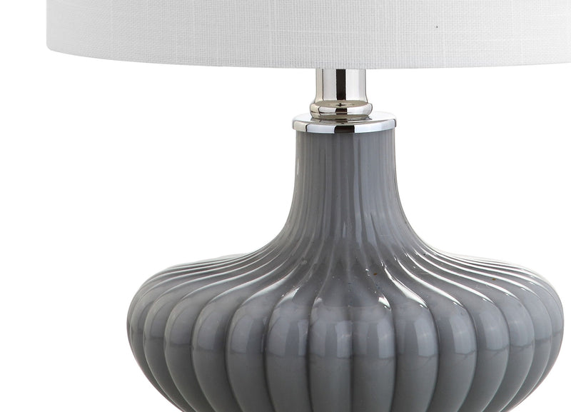 18" Novelty Table Lamp LED With Drum Shade - Gray