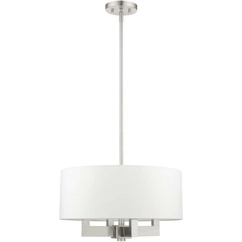 19'' Four Light Dimmable Chandelier With Shades - Nickel