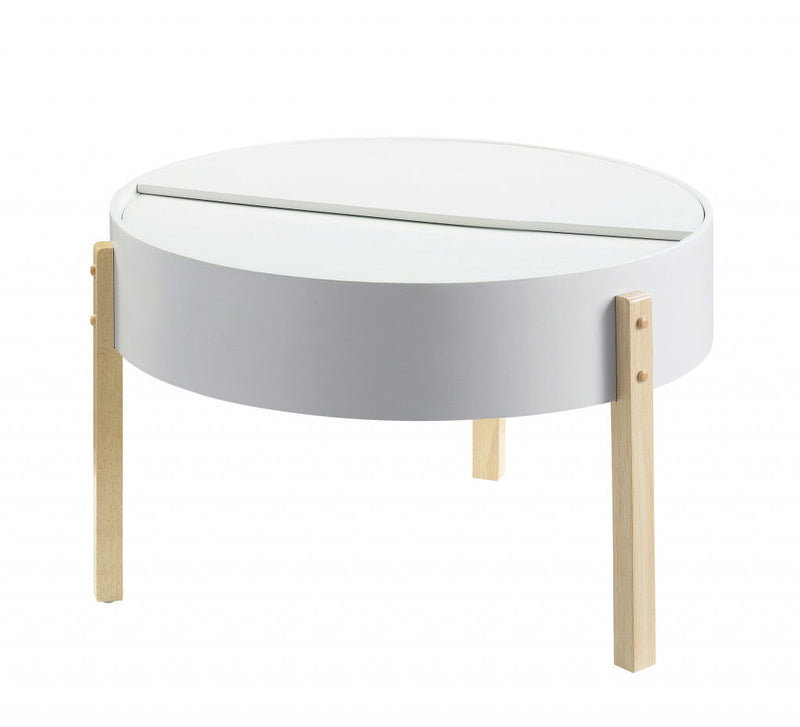 Round Coffee Table - Natural Brown And White