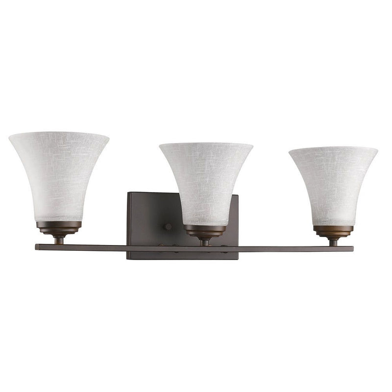Three Light Wall Light With Tapered Glass Shade - Bronze