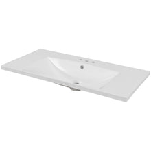 Load image into Gallery viewer, 36" Single Bathroom Vanity Top With Undermount Basin, 3 Faucet Holes, Flat Edge - White
