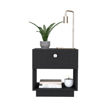 Load image into Gallery viewer, 18.5" x 15.8" x 19.7" One Drawer Faux Wood Nightstand - Black
