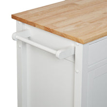 Load image into Gallery viewer, 42" Butcher Block And Iron Rolling Kitchen Cart With Storage - Natural / White
