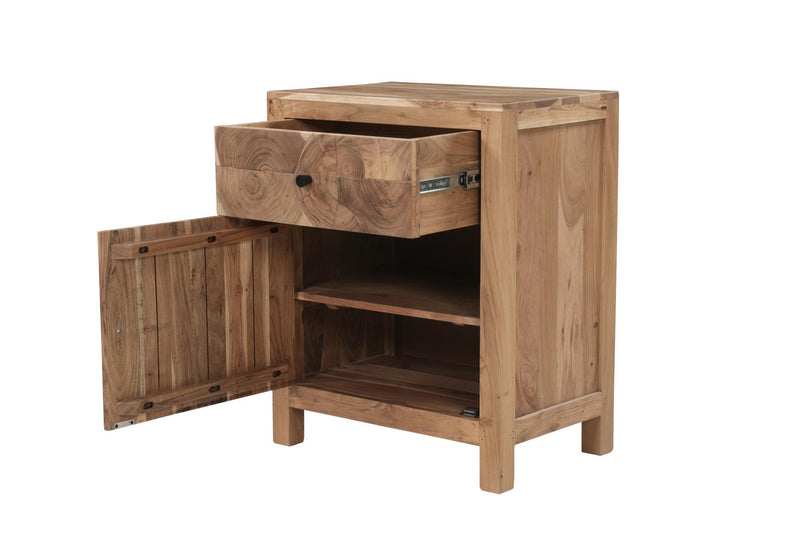 Solid Wood Live Edge One Drawer Nightstand - Natural