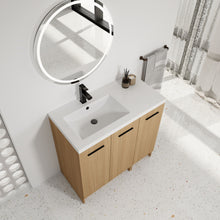 Load image into Gallery viewer, Wall Mounted Floating Bathroom Vanity With Sink, 3 Door Modular Cabinet
