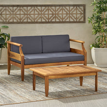 Load image into Gallery viewer, Aston - 2 Piece Wood Outdoor Patio Conversation Seating Set With Cushions

