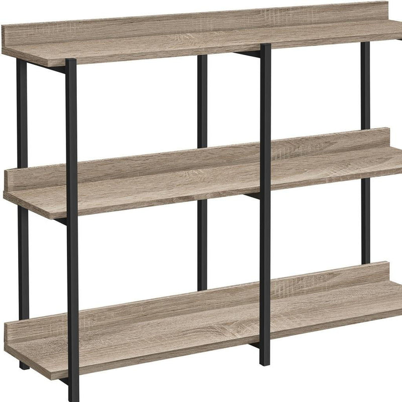 End Table With Three Shelves - Black / Taupe