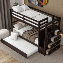 Load image into Gallery viewer, Twin Over Twin Bunk Bed with Trundle and Staircase,Espresso(OLD SKU:LT000068AAP)
