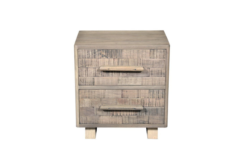 26" Solid Wood Two Drawer Nightstand - Gray