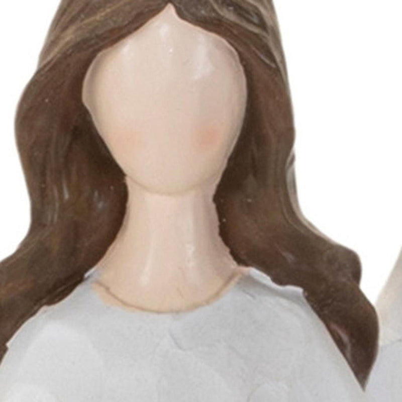 Poly Angel Christmas Tabletop Sculpture - White / Brown