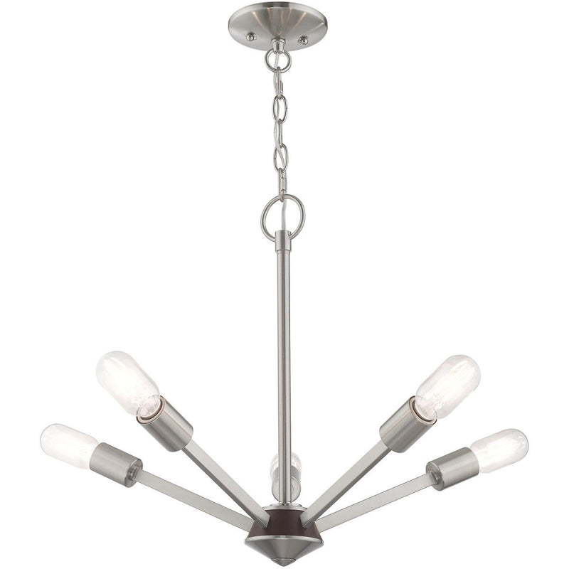 18" 5-Light Dimmable Chandelier With Shades - Nickel