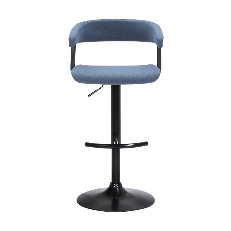 Fabric With Metal Swivel Adjustable Height Bar Chair - Blue And Black