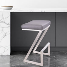Load image into Gallery viewer, Iron Backless Counter Height Bar Chair - Gray / Silver

