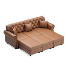 Load image into Gallery viewer, Upholstered Sofa With Nailhead Trim, Rolled Armrests With Ottoman
