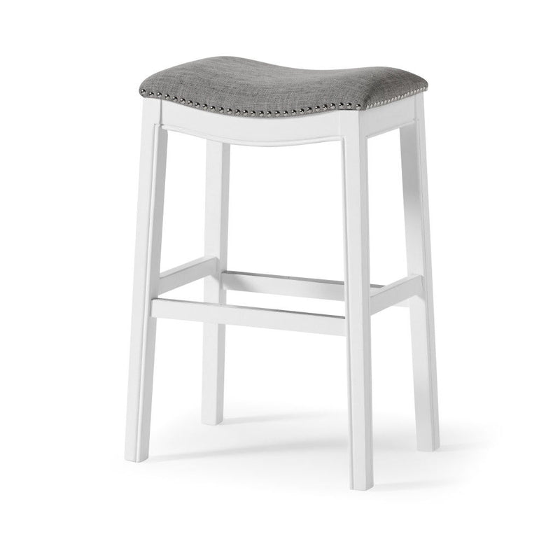 UpholsteRed / Solid Wood Backless Bar Height Bar Chair - Light Gray / White