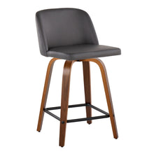 Load image into Gallery viewer, Toriano - Contemporary Fixed Height Counter Stool With Swivel &amp; Square Footrest (Set of 2) - Walnut / Gray
