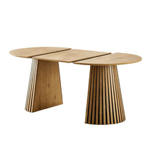 Load image into Gallery viewer, Dining Table, Flexible Extendable Oval Design With Slatted Legs - Natural Wood
