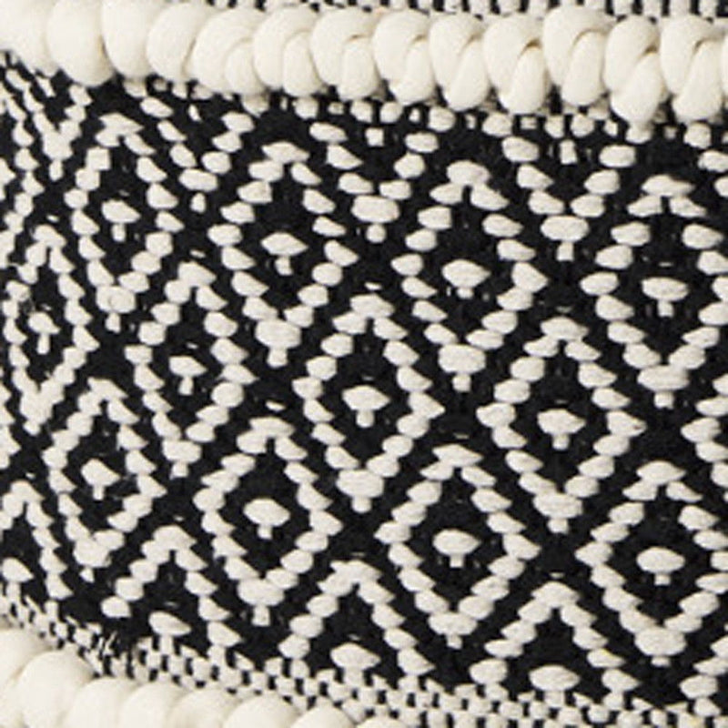 Cotton Geometric Pouf Ottoman - Black / Gray / White