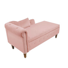 Load image into Gallery viewer, Chaise Lounge Indoor, Lounge Chair For Bedroom With Storage &amp; Pillow, Modern Upholstered Rolled Arm Chase Lounge For Sleeping With Nailhead Trim For Living Room Bedroom Office
