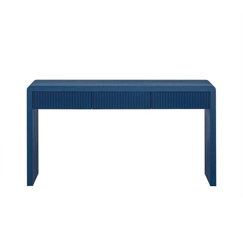 Double Pedestal Console Table With Three Drawers - Navy Blue