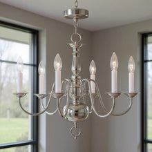 Load image into Gallery viewer, 18'' Six Light Dimmable Chandelier With Shades - Nickel
