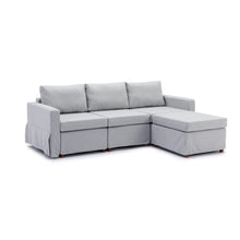 Load image into Gallery viewer, 3 Seat Module Sectional Sofa Couch With 1 Ottoman,Seat Cushion and Back Cushion Removable and Washable,Light Grey
