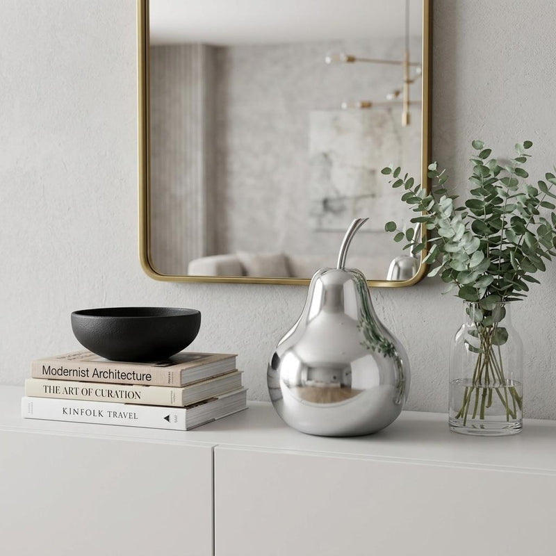 Buffed Decorative Pear Tabletop Sculpture (354643) - Silver