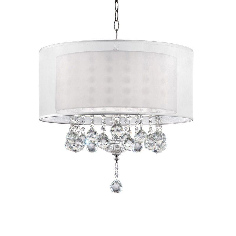 Chic Ceiling Lamp With Crystal Accents And Shade - Silver
