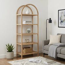 Load image into Gallery viewer, Five Tier Arched Top Bookcase - Natural
