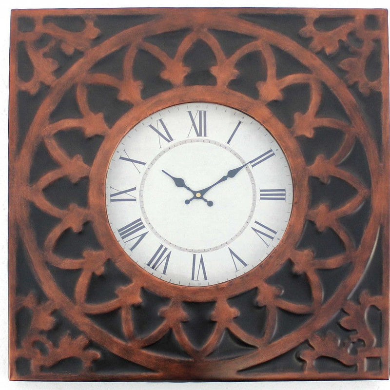Square Analog Wall Clock - Bronze