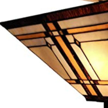 Load image into Gallery viewer, Tiffany Style Mission Semi Flush Dimmable Ceiling Light - Brown / Amber
